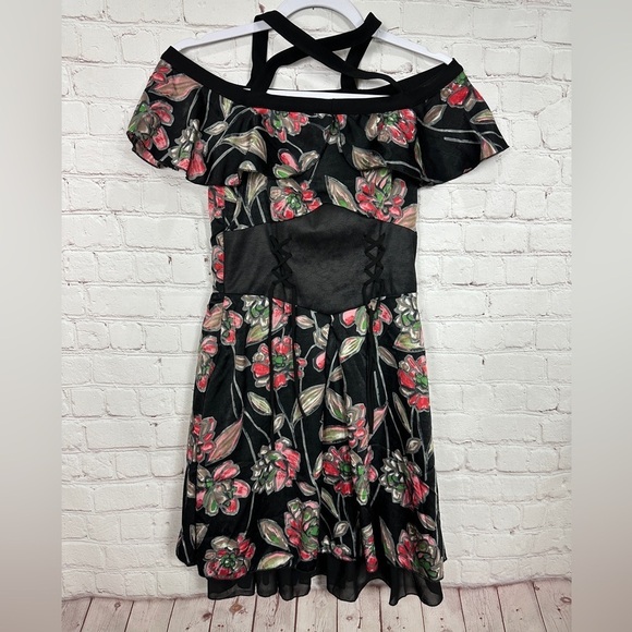 Aporia.As sleeveless‎ witchy fairy floral print satin dress, sz XS, GUC - Picture 1 of 5